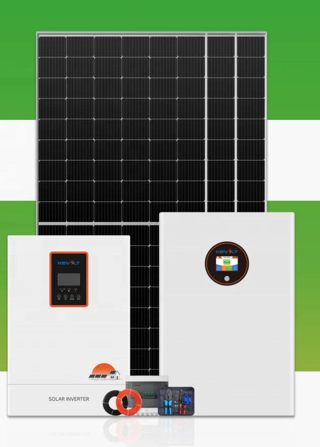 Complete solar energy system equipment package with modules, inverter, battery and accessories